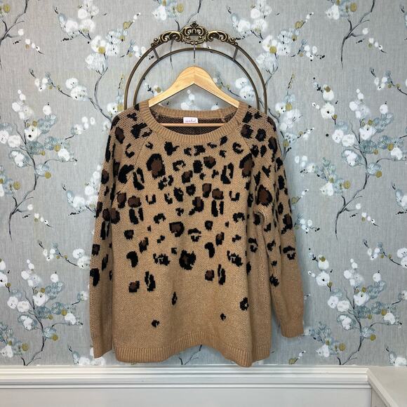Isabel Maternity Camel Brown Animal Print Sweater - Size XL - Picture 1 of 7